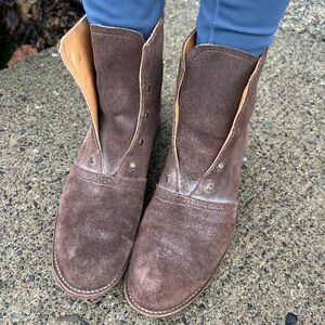 Bed Stu Distressed Brown Suede Ankle Booties